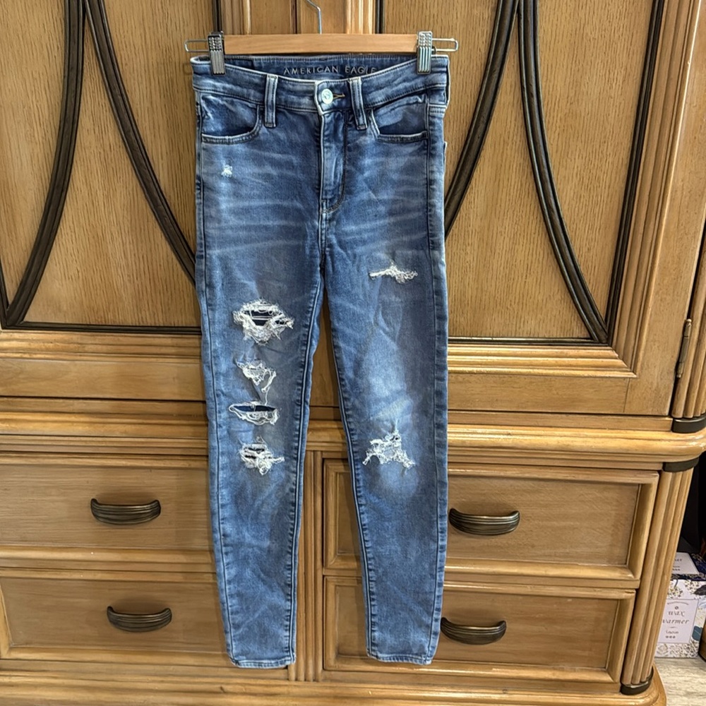 American Eagle (Next Level Stretch) Jeans/jeggings, light blue washed, size 0